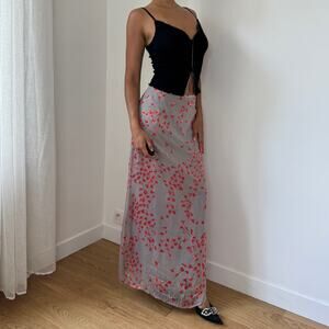 Vintage Italian Mesh Floral Maxi Skirt (XS/S)